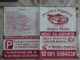 Sempre Pizza menu