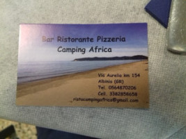 Pizzeria Camping Africa menu