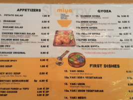 Miya Noodle Sushi menu