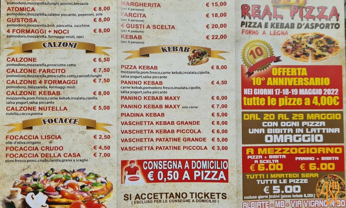 Real Pizza Speisekarte