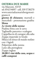 Osteria Due Marie menu