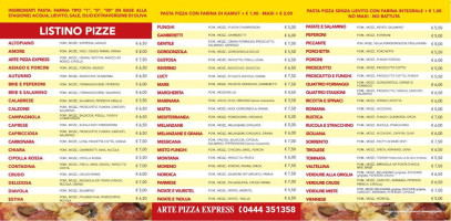 Artepizza Express Di Baldisseri Moreno menu