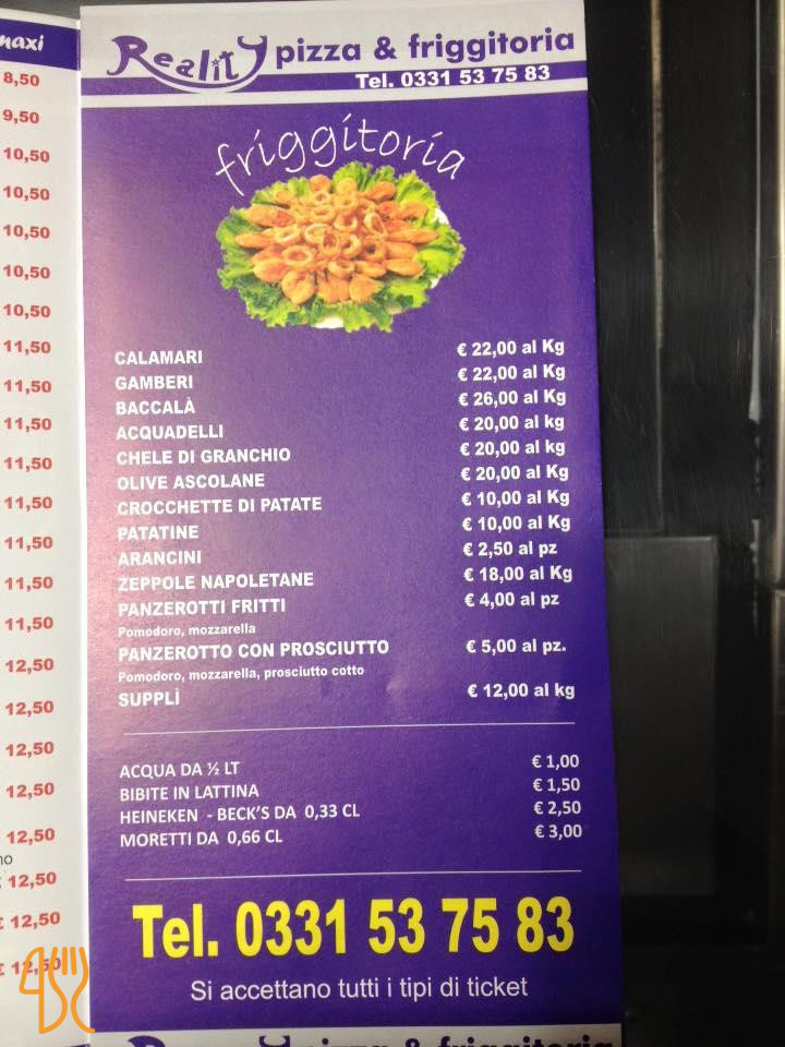 Pizzeria Reality Carte