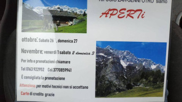 Rifugio Zar Senni menu