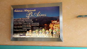 Gelateria Baires menu