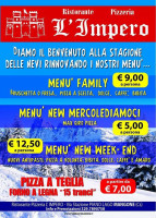 Pizzeria L'impero menu