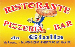 Ristorante Pizzeria Bar Da Giulia menu