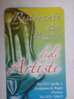 Bar Ristorante Pizzeria Degli Artisti menu