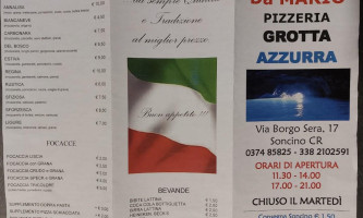 Pizzeria Grotta Azzurra menu