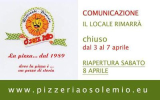 Pizzeria O Sole Mio menu