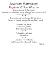 Pizzeria Miramonti menu