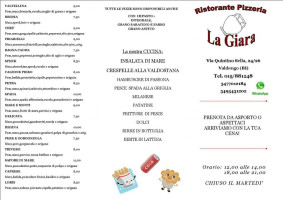 Pizzeria La Giara menu