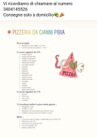 Pizzeria Da Gianni Pibia menu