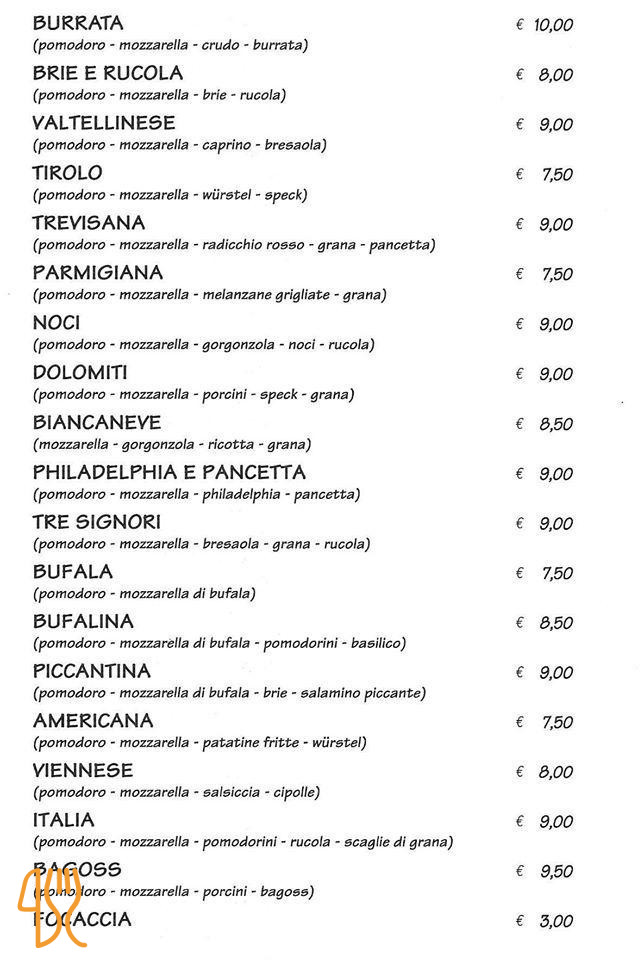 Maffi Marino Pizzeria La Tavernetta Carta