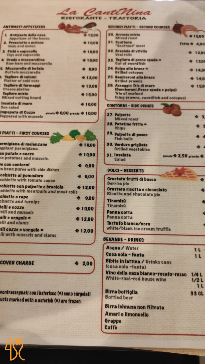 La Cantinina Carte