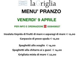 Pizzeria La Grgilia menu