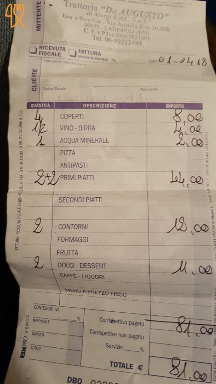 Trattoria Da Augusto Carta