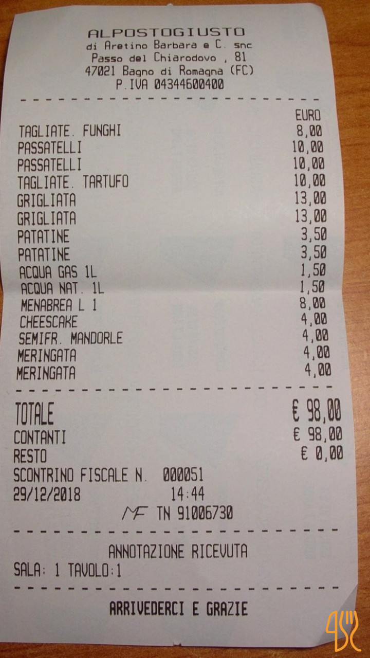 Chiosco Al Posto Giusto Carte
