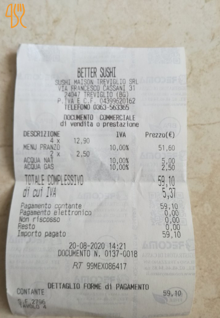Better Sushi Treviglio Carta